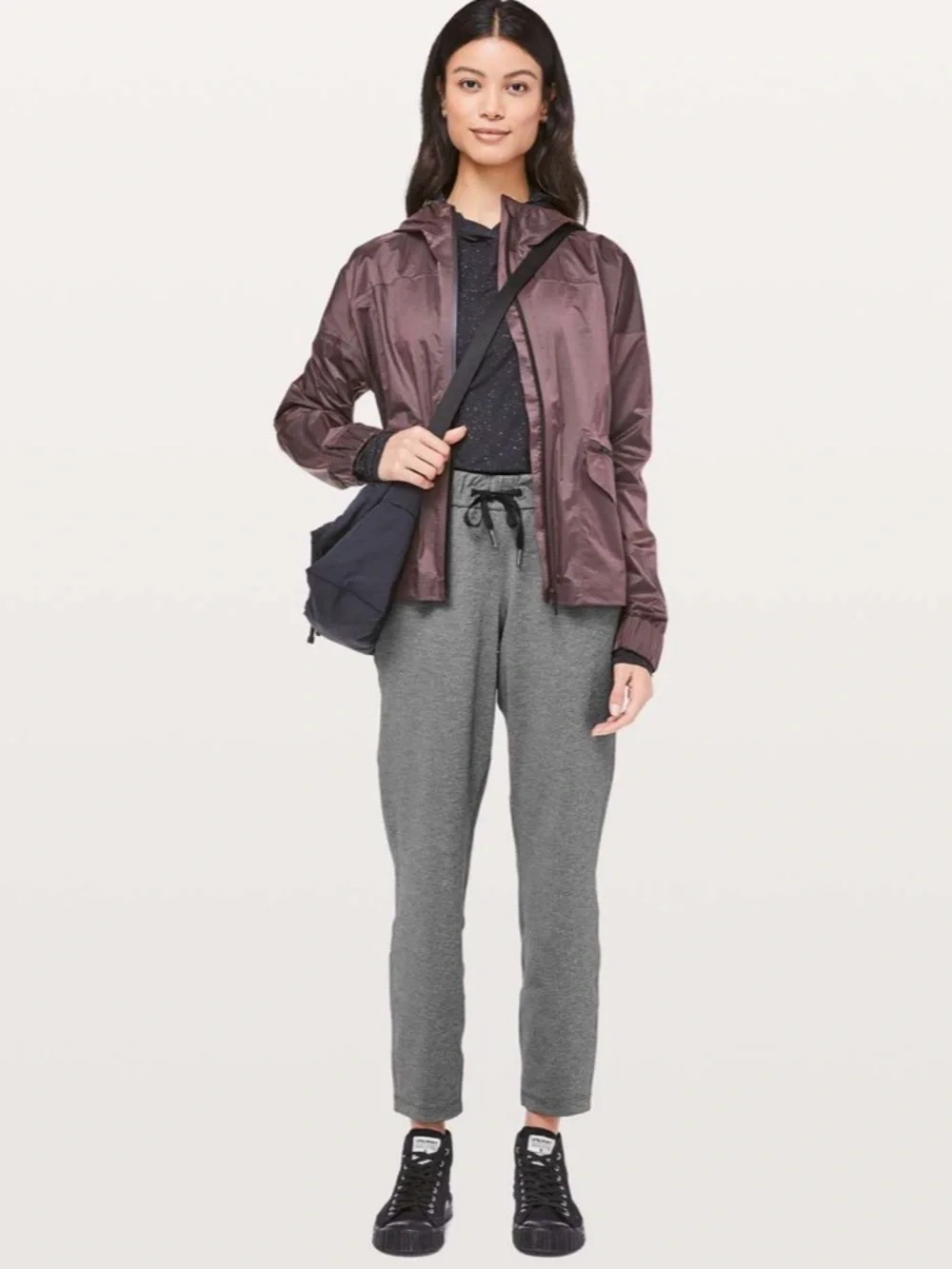 lululemon athletica On The Fly 7/8 Crop Pant in Heathered Black